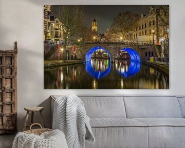 Domtoren, Bakkerbrug en Oudegracht in Utrecht in de avond van Tux Photography