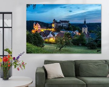 Hohnstein Castle in Saxon Switzerland illuminated in the evening by Frank Herrmann