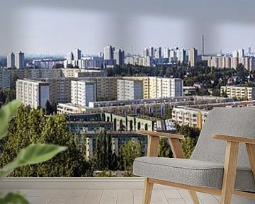 Panorama Skyline Berlijn - Woonwijk Marzahn met televisietoren aan de horizon