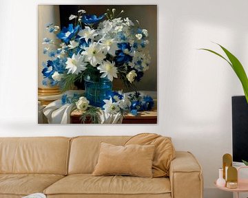 Mélange de bleus et de blancs dans le style de John Singer Sargent