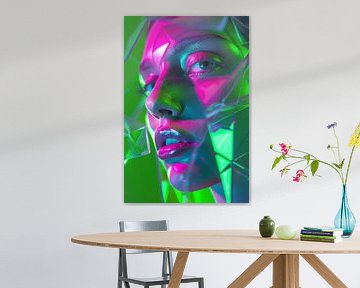 Neonkleurig portret van een vrouw van Poster Art Shop