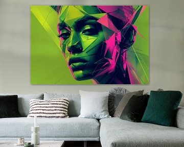 Neonkleurig portret van een vrouw van Poster Art Shop