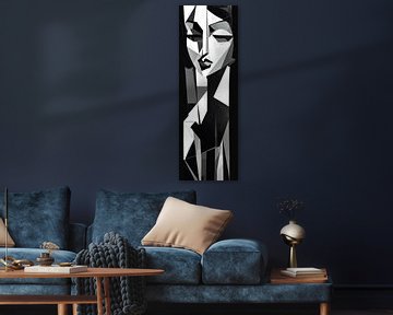 Abstract portret van een vrouw in zwart-wit van Poster Art Shop