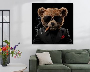 Knuffelbeer - teddybeer met sigaar en zonnebril van TheXclusive Art