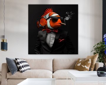 Clownvis met sigaar en zonnebril van TheXclusive Art