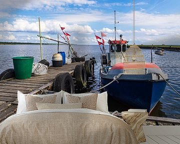 Fishing boat in the harbour of Kamminke on the island of Usedom