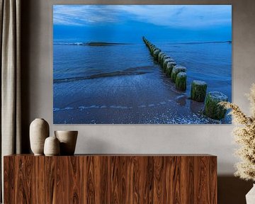 Buhne op het strand van Bansin op het eiland Usedom van Rico Ködder