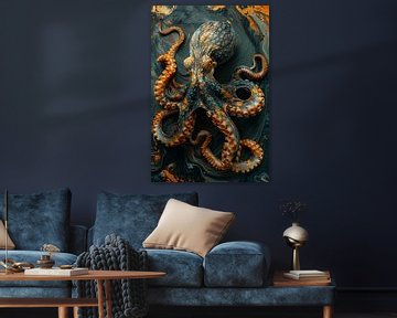 Oranje blauwe octopus van Steffen Gierok