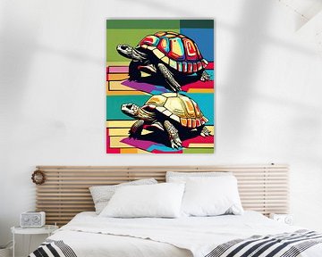Kleurrijke Schelpen: Pop Art Mediterrane Schildpadden van SOTA ArtSign