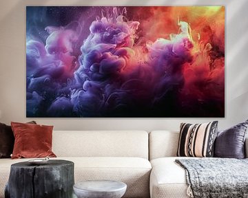 Liquid Smoke Background. Pink Magenta Purple Colour Ink Dynamic Motion Background Abstract