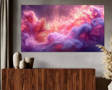 Liquid Smoke Background. Pink Magenta Purple Colour Ink Dynamic Motion Background Abstract by de-nue-pic