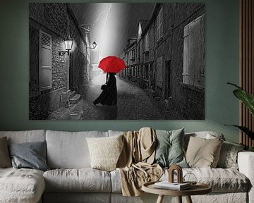 Die Frau mit dem roten Regenschirm von Monika Jüngling