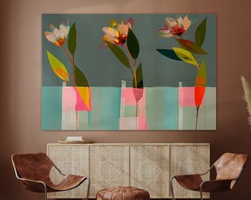 Kleurrijk stilleven met bloemen, abstract van Studio Allee
