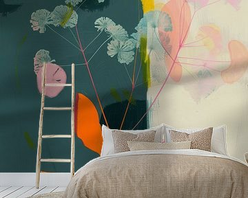 Botanical abstract with neon accents