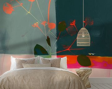 Botanisch abstract met neon accenten van Studio Allee