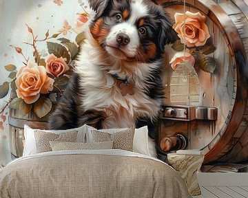 dogs-cats-birds-wine-barrel-butterflies-flowers by Gelissen Artworks