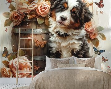 dogs-cats-birds-wine-barrel-butterflies-flowers by Gelissen Artworks