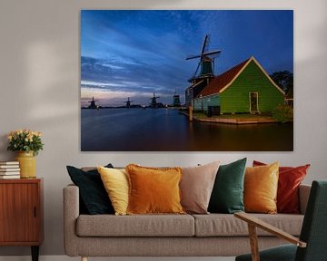 Zaanse Schans windmills - Blue hour by Dick van Duijn