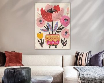 Kleurrijke bloemen, modern en abstract van Studio Allee