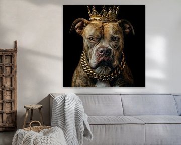 Pitbull koning met kroon van TheXclusive Art
