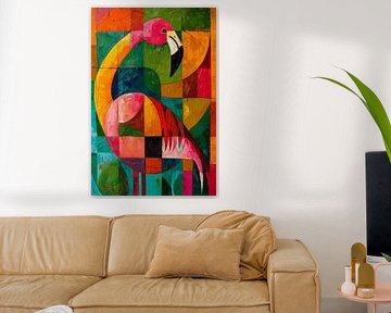 Geometric flamingo by Poster Art Shop