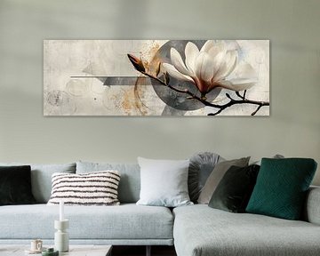 Magnolia geometrisch van Poster Art Shop