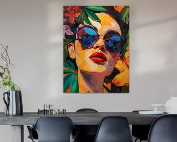 Summertime! Portrait of a modern young lady in the style of Frida by Roger VDB