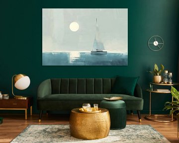 Geometrisch zeilen - Moderne zeilbootkunstwerken voor zeilliefhebbers van Poster Art Shop