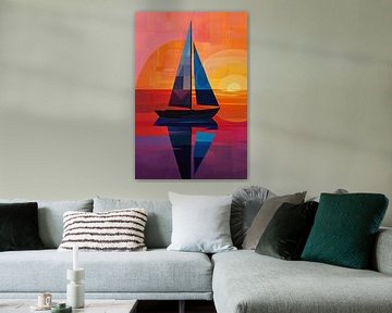 Geometrisch zeilen - Moderne zeilbootkunstwerken voor zeilliefhebbers van Poster Art Shop