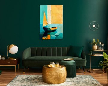 Abstracte Geometrische Zeilboot van Poster Art Shop