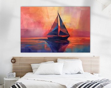 Abstract Geometric Sailboat by Poster Art Shop