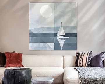 Abstracte Geometrische Zeilboot van Poster Art Shop