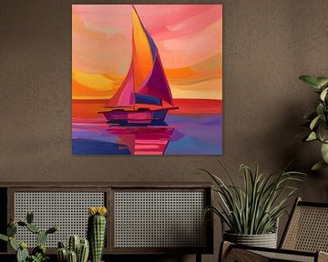 Abstracte Geometrische Zeilboot van Poster Art Shop