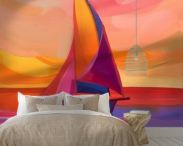 Abstract Geometric Sailboat by Poster Art Shop