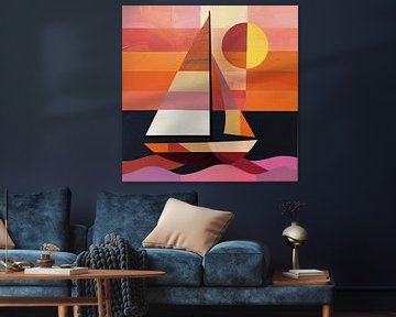 Abstracte Geometrische Zeilboot van Poster Art Shop