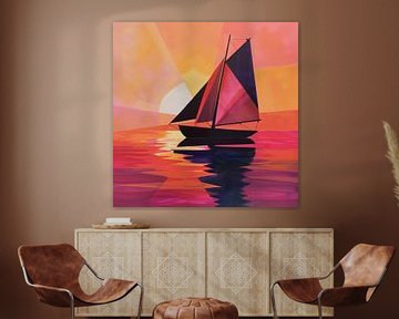 Abstracte Geometrische Zeilboot van Poster Art Shop