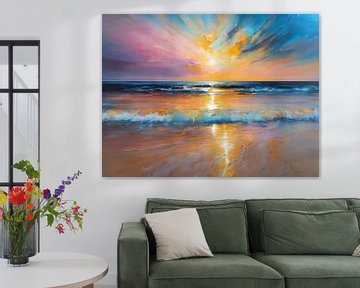 Strand Zonsondergang van Jolique Arte