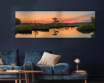 Panorama en zonsopkomst in het Nationale Park Dwingelderveld van Henk Meijer Photography