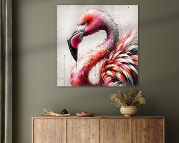 Aquarel Flamingo van Chromatic Fusion Studio