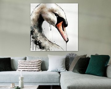 Aquarel Zwaan van Chromatic Fusion Studio