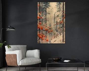 Mistig bos met bloeiende bloemenpracht van Art & Soul Creations