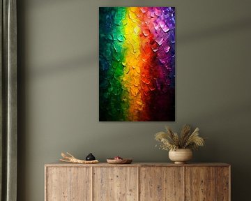 Kleurrijke abstracte textuur met regenboogpalet van De Muurdecoratie