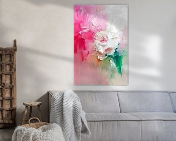 Kleurrijke abstracte bloemen schilderij van De Muurdecoratie