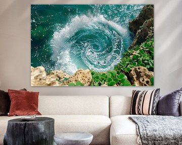 Abstract Water swirl at rocky shore