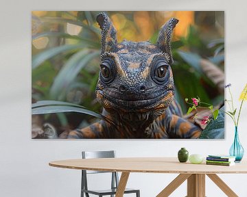 Realistisch reptiel portret met kleurrijke details
