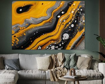 Abstracte schilderij met dynamische kleurenexplosie