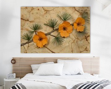 Minimalistische bloemen op een gebarsten achtergrond van Art & Soul Creations