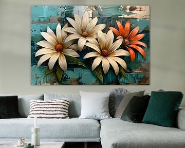 Abstract flowers with vibrant colours