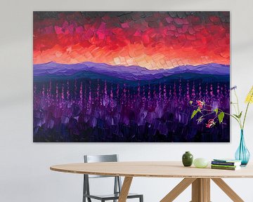 Kleurrijk abstract landschap met bloemen van Art & Soul Creations