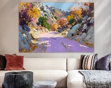 Colourful autumn landscape with winding road